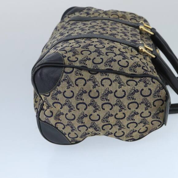 CELINE C Sulky Boston Bag Canvas Leather Navy Gold - Picture 4 of 12